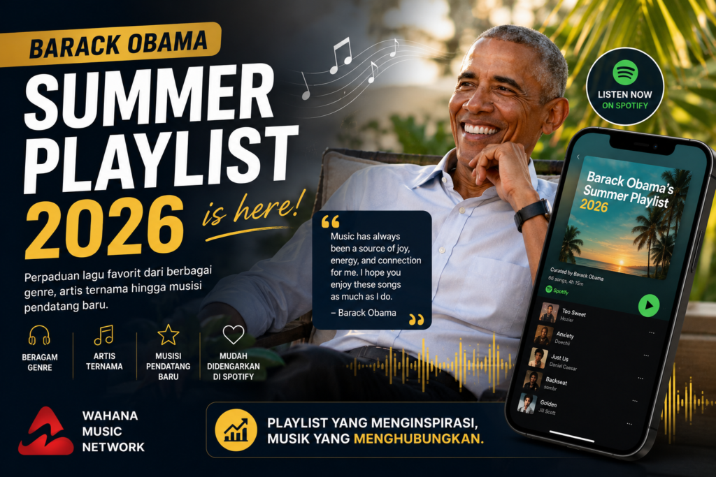 Barack Obama membagikan Summer Playlist 2026 yang kembali menjadi sorotan industri musik digital dan platform streaming.